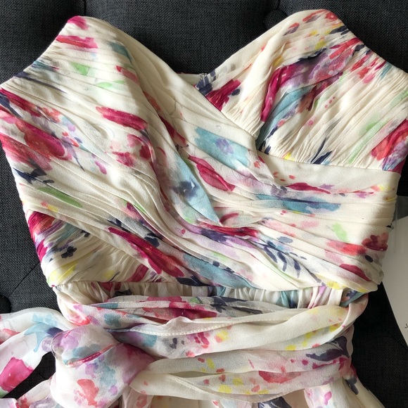 NWT Jill Stuart Silk Floral Cocktail Dress with Tie Waist and Removable … - Picture 4 of 16